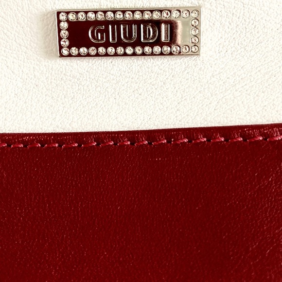 GIUDI genuine leather shoulder bag in white and maroon Made in Italy - Picture 4 of 14
